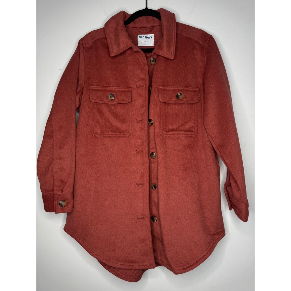 Old Navy Womens Rust Orange Wool Blend Shacket Button Front Shirt Jacket Small